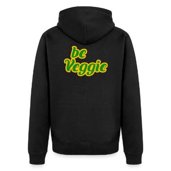 Vegan, Veggie, Veggi, Obst, Gemüse, Geschennk - Unisex Premium Bio Zip Hoodie - Schwarz - Hinten - Nico (187cm)