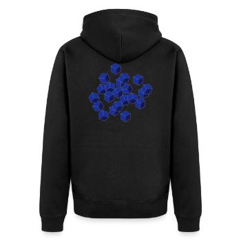 Cube - Unisex Premium Bio Zip Hoodie - Schwarz - Hinten - Nico (187cm)