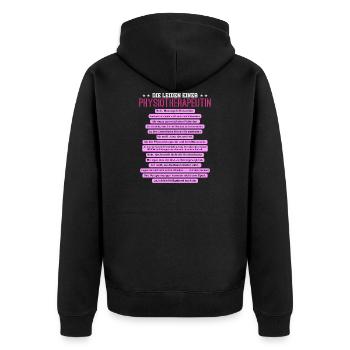 Die Leiden einer Physiotherapeutin - Unisex Premium Bio Zip Hoodie - Schwarz - Hinten - Nico (187cm)