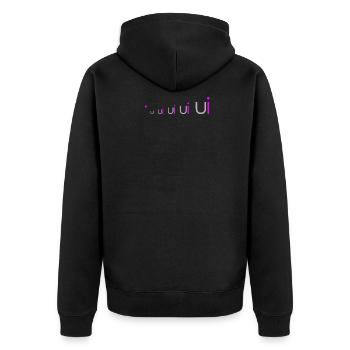 Uuiuiui Hemd 6 - Unisex Premium Bio Zip Hoodie - Schwarz - Hinten - Nico (187cm)