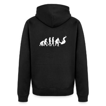 Evolution Judo - Unisex Premium Organic Zip Hoodie - black - Back - Nico (187cm)