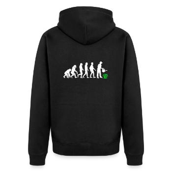 Evolution Gardener Gardening - Unisex Premium Organic Zip Hoodie - black - Back - Nico (187cm)