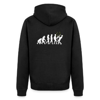 Evolution Jazz Sax Saxophone Musician - Unisex Premium Bio Zip Hoodie - Schwarz - Hinten - Nico (187cm)