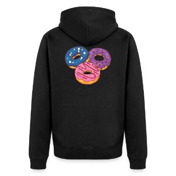 Donuts Confiserie Cookie Törtchen Kuchen Torten - Unisex Premium Bio Zip Hoodie - Schwarz - Hinten - Nico (187cm)