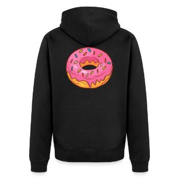 Donuts Confiserie Cookie Törtchen Kuchen Torten - Unisex Premium Bio Zip Hoodie - Schwarz - Hinten - Nico (187cm)