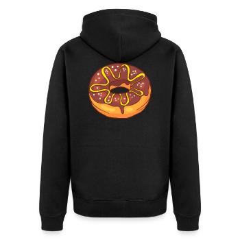 Donuts Confiserie Cookie Törtchen Kuchen Torten - Unisex Premium Bio Zip Hoodie - Schwarz - Hinten - Nico (187cm)