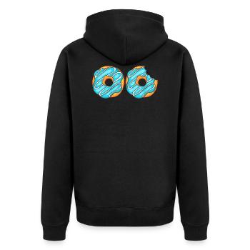 Donuts Confiserie Cookie Törtchen Kuchen Torten - Unisex Premium Bio Zip Hoodie - Schwarz - Hinten - Nico (187cm)