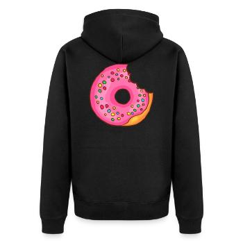Donuts Confiserie Cookie Törtchen Kuchen Torten - Unisex Premium Bio Zip Hoodie - Schwarz - Hinten - Nico (187cm)