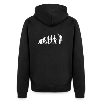 Evolution Referee - Unisex Premium Organic Zip Hoodie - black - Back - Nico (187cm)