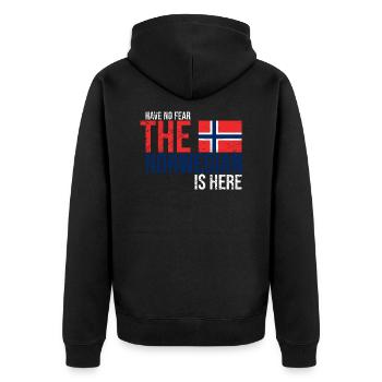 Norwegen norwegisch Geschenk Flagge Fahne Land - Unisex Premium Bio Zip Hoodie - Schwarz - Hinten - Nico (187cm)