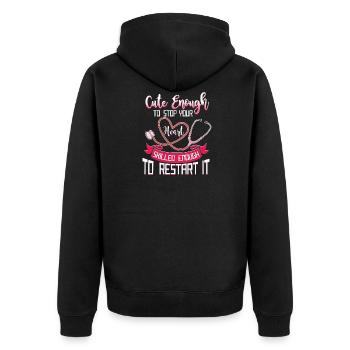 Süß genug, um dein Herz aufzuhalten...T-Shirt - Unisex Premium Bio Zip Hoodie - Schwarz - Hinten - Nico (187cm)