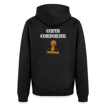 ÜBEREINSTIMMENDE KOPIE - WORTE DER WÖRTER - FRANCOIS VILLE - Unisex Premium Bio Zip Hoodie - Schwarz - Hinten - Nico (187cm)