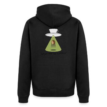 "bean me up coffee" - Star Trek Parodie Geschenk - Unisex Premium Bio Zip Hoodie - Schwarz - Hinten - Nico (187cm)
