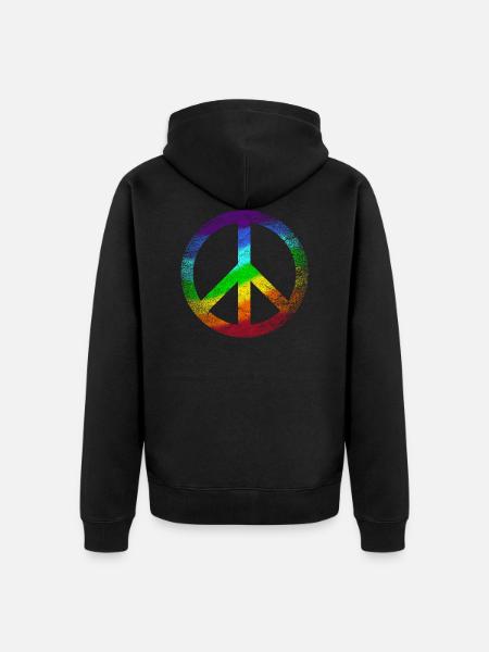 Peace Sign Rainbow Pacifist Peace Graffiti - Unisex Premium Organic Zip Hoodie - black