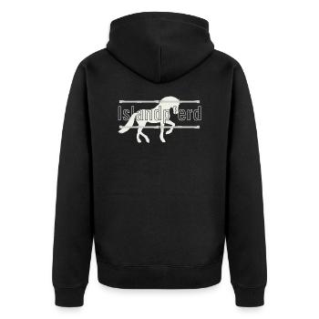 Isis - Pony - Tölt - Islandpferd - Unisex Premium Bio Zip Hoodie - Schwarz - Hinten - Nico (187cm)