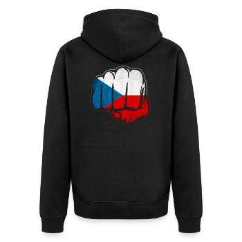 Tschechien Prag Osteuropa Ostrava Stolz Geschenk - Unisex Premium Bio Zip Hoodie - Schwarz - Hinten - Nico (187cm)