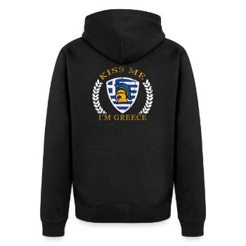 Greece kiss - Unisex Premium Organic Zip Hoodie - black - Back - Nico (187cm)