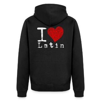 I love latin w - Unisex Premium Bio Zip Hoodie - Schwarz - Hinten - Nico (187cm)