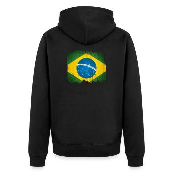 Brasilien - Unisex Premium Bio Zip Hoodie - Schwarz - Hinten - Nico (187cm)