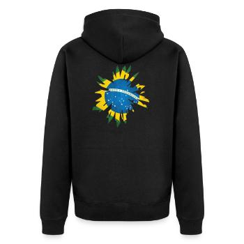 Brasilien - Unisex Premium Bio Zip Hoodie - Schwarz - Hinten - Nico (187cm)