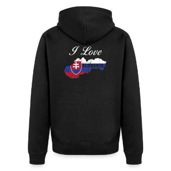 Slovakia - Unisex Premium Organic Zip Hoodie - black - Back - Nico (187cm)