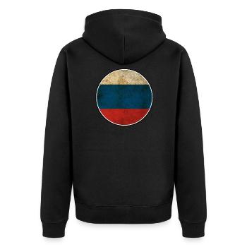 Russland Moskau - Unisex Premium Bio Zip Hoodie - Schwarz - Hinten - Nico (187cm)