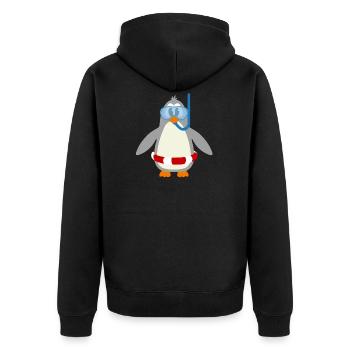 Comic Pinguin taucher mit Schnorchel & Schwimmring - Unisex Premium Bio Zip Hoodie - Schwarz - Hinten - Nico (187cm)