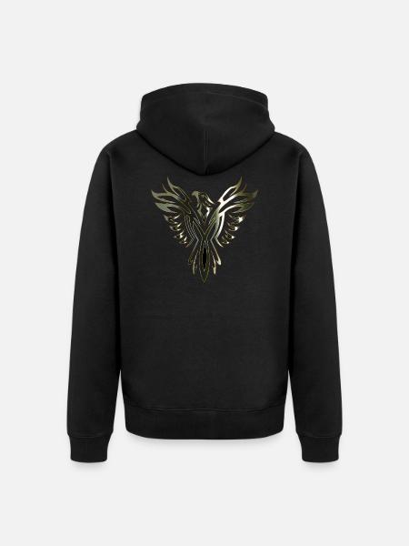 Phoenix in Gold - Unisex Premium Bio Zip Hoodie - Schwarz