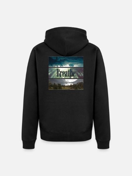 Breathe - Unisex Premium Organic Zip Hoodie - black