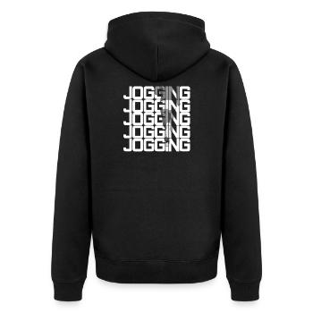 Lauf Shirt Joggen Marathon Geschenk Silhouette - Unisex Premium Bio Zip Hoodie - Schwarz - Hinten - Nico (187cm)