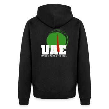 VAE Vereinigte Arabische Emirate Dubai UAE Araber - Unisex Premium Bio Zip Hoodie - Schwarz - Hinten - Nico (187cm)