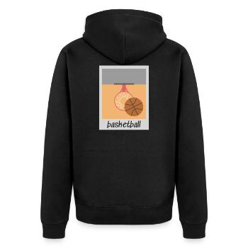 Retro Basketball Sport Freizeit Vintage Korb - Unisex Premium Bio Zip Hoodie - Schwarz - Hinten - Nico (187cm)