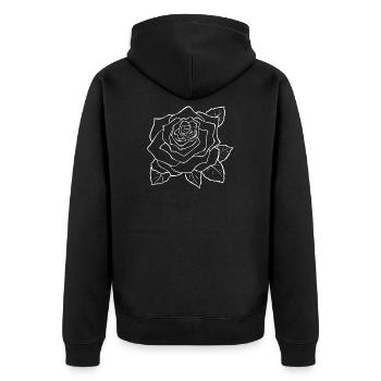 Grande rose blanche - Veste à capuche bio Premium Unisexe - noir - Dos - Nico (187cm)