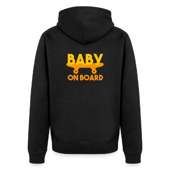 Enceinte Bébé à bord 4000x4000 - Veste à capuche bio Premium Unisexe - noir - Dos - Nico (187cm)