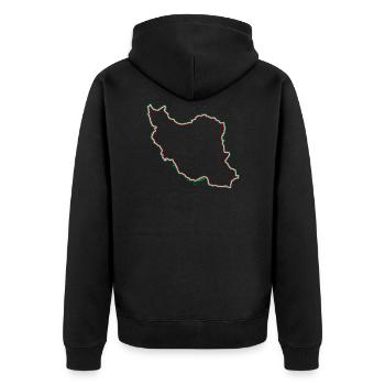 Iran - Unisex Premium Bio Zip Hoodie - Schwarz - Hinten - Nico (187cm)