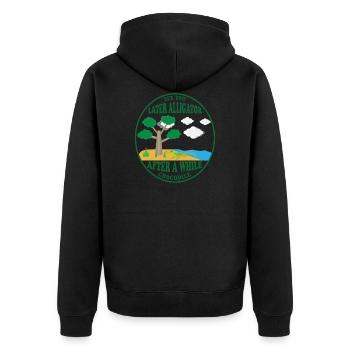 See you Later Alligator After a While Crocodile - Unisex Premium Bio Zip Hoodie - Schwarz - Hinten - Nico (187cm)