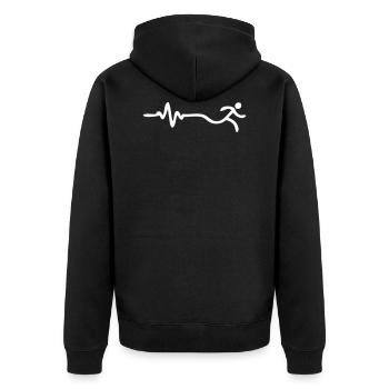 Herzschlag Marathon Puls Läufer Jogger Shirt - Unisex Premium Bio Zip Hoodie - Schwarz - Hinten - Nico (187cm)