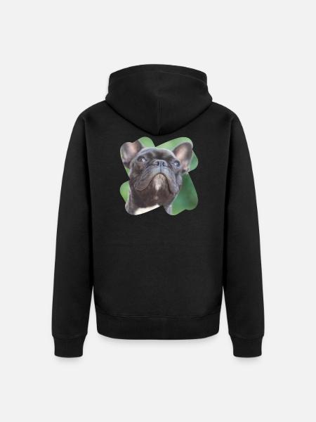 french bulldog looks totally cute - Unisex Premium Organic Zip Hoodie - black