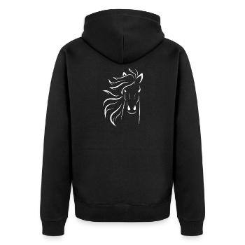 Cheval blanc avec belle crinière - Veste à capuche bio Premium Unisexe - noir - Dos - Nico (187cm)
