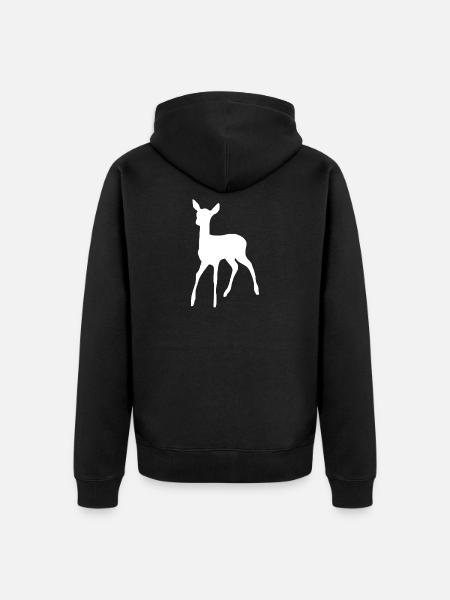Weißes Reh im Wald - Unisex Premium Bio Zip Hoodie - Schwarz