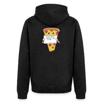 you will never be slim love pizza comic - Unisex Premium Bio Zip Hoodie - Schwarz - Hinten - Nico (187cm)