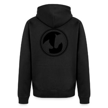 Dog horse emblem logo - Unisex Premium Organic Zip Hoodie - black - Back - Nico (187cm)