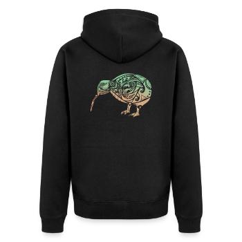 Maori Kiwi Oiseau Vert Orange - Idée cadeau - Veste à capuche bio Premium Unisexe - noir - Dos - Nico (187cm)