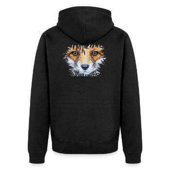 Kleiner Fuchs im Busch | Yolo-Artwork - Unisex Premium Bio Zip Hoodie - Schwarz - Hinten - Nico (187cm)