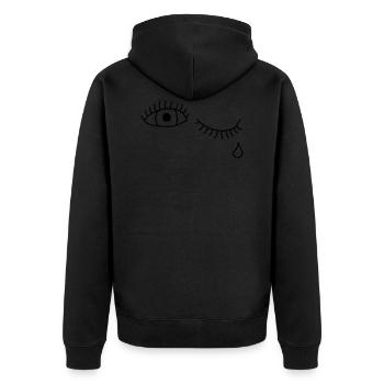happy&cry - Unisex Premium Bio Zip Hoodie - Schwarz - Hinten - Nico (187cm)