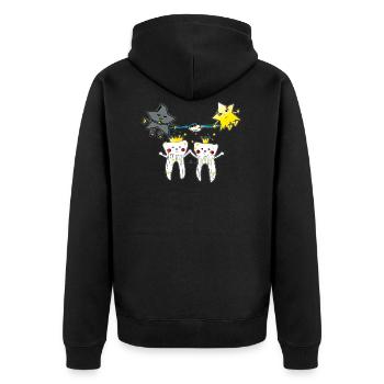 Gesunde Zähne - Unisex Premium Bio Zip Hoodie - Schwarz - Hinten - Nico (187cm)