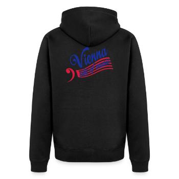 wien - Unisex Premium Bio Zip Hoodie - Schwarz - Hinten - Nico (187cm)