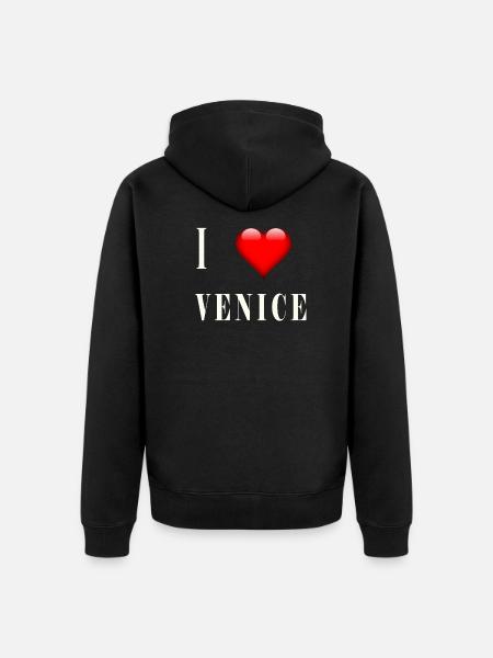 I Love Venice - Unisex Premium Organic Zip Hoodie - black