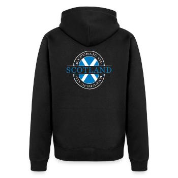 Scotland Schottland - Unisex Premium Bio Zip Hoodie - Schwarz - Hinten - Nico (187cm)
