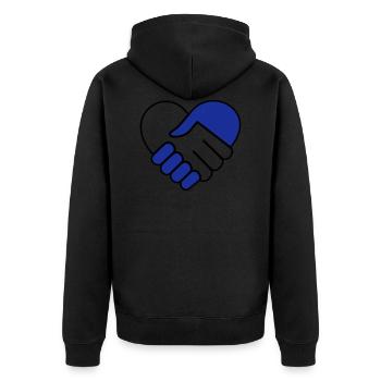 Hand in hand heart blue-colorless - Unisex Premium Organic Zip Hoodie - black - Back - Nico (187cm)